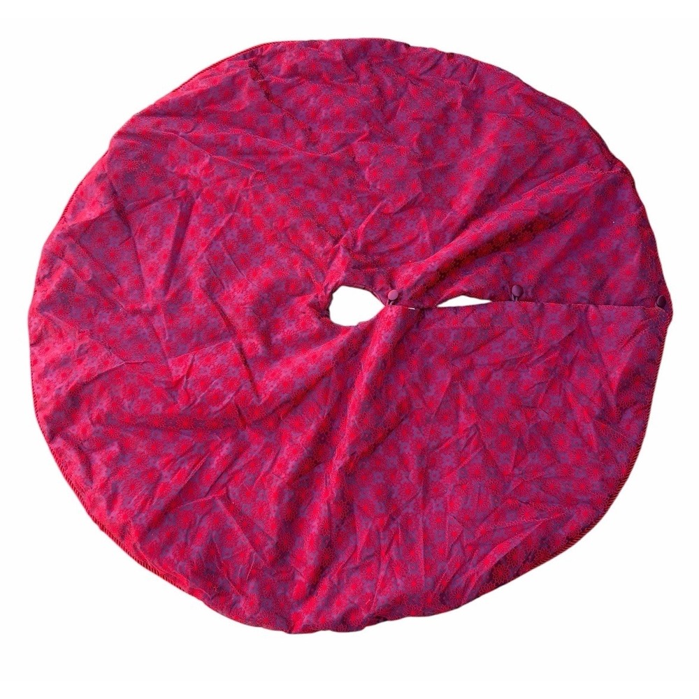 Vtf 2002 Martha Stewart Everyday 48" Burgundy Red Velvet Christmas Tree Skirt